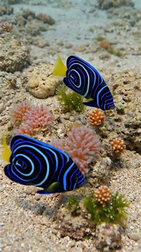 Stunning Juvenile Emperor Angelfish Duo on the Reef #shorts