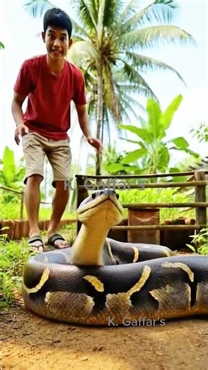 Farmer’s Calm Reaction When a Giant Python Suddenly Appears in His Garden 😳🐍. #shortviral #ContentAI