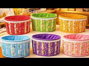 How to Sew a Fabric Storage Basket | Scrap Fabric Patchwork Basket