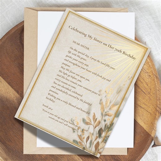 Sister 70th Birthday Card • Christian Blessing Printable With Scripture • Milestone Gift - Etsy