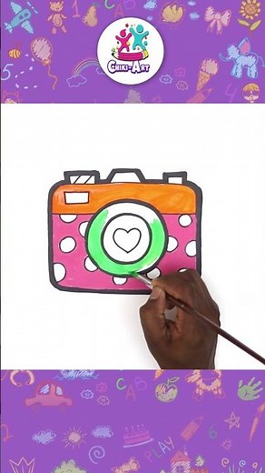 Easy Camera Drawing Tutorial 📷 #shorts #drawing #coloring #drawingvideosforkids