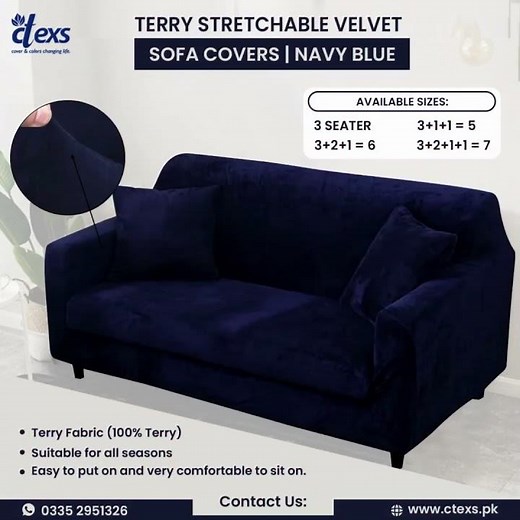 CTEXS | Terry Stretchable Velvet Sofa Covers | available in different size and shape