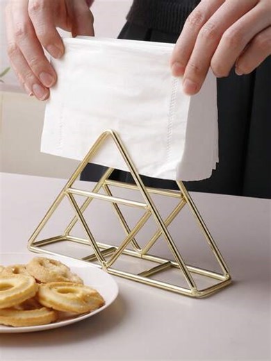 3/1 Pc Triangular Iron-Plated Napkin Holder | Rustproof Metal Tissue Storage Box With Reinforced Base & Smooth Edge Design, Sturdy & Shatterproof For Long-Term Use | All-Season Home Organizer-Perfect For Kitchen Islands, Dining Tables, Coffee Bars, Office Reception Areas & Outdoor Patio Gatherings | Keeps Napkins Clean, Wrinkle-Free & Within Reach, Matching Modern, Farmhouse & Industrial Home Decor Styles | SHEIN