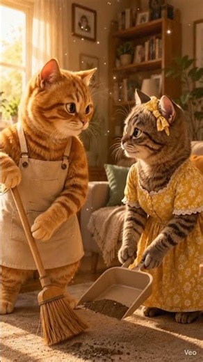 Cat Couple Cleans Together 🧹🐱 #Shorts