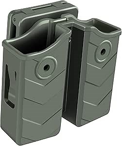 Universal Magazine Holster(Army GRN), 9mm .40 Double Stack Mag Pouch Dual Mag. Holder with 1.5''-2'' Adjustable Belt Clip Fit Glock Sig sauer S&W Beretta Browning Taurus H&K Most Pistol Mags