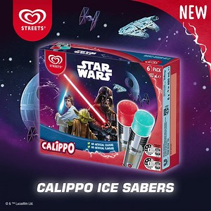 From a galaxy far, far away… Calippo brings you Star Wars Ice Sabers! Available in a 6-pack AND an 18-pack*, feed your jedi’s this summer with these delicious blueberry and watermelon flavoured ice sabers ⭐️ *6-pack available at Coles, IGA and Aldi; 18-pack only available at Costco | Streets Ice Cream