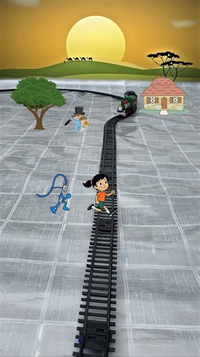 Needle following the girl near the railway track | snake video | cartoon video #snake