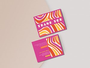 Retro Thank You Card Template | Thank You Card Insert | Small Business Thank You Card | Bright Thank You Card | Editable Pink Thank You Card - Etsy Canada