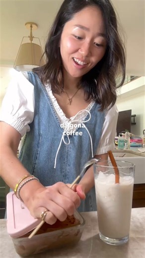 Steph Bae on Instagram: "I make a batch of frozen Dalgona coffee whenever I get sick of the same 2 lattes I make at home - you’re supposed to use 1:1:1 ratio of instant coffee, warm water and sugar but I always use 10 tbsp of instant coffee + 10 tbsp of warm water + 7-8 tbsp of sugar bc I don’t like my coffee to be too sweet!"