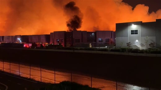 WATCH: Another video shows the 6 alarm fire at one-million square foot warehouse in Ontario, California.