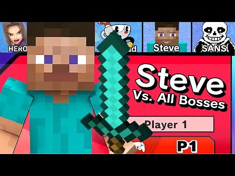 Steve Vs. All Bosses in Super Smash Bros Ultimate + Cutscenes | DLC Update (Minecraft Steve)