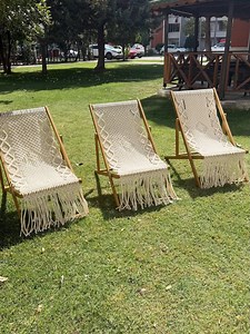 Macrame sling chair Wooden chair Handmade macrame chair