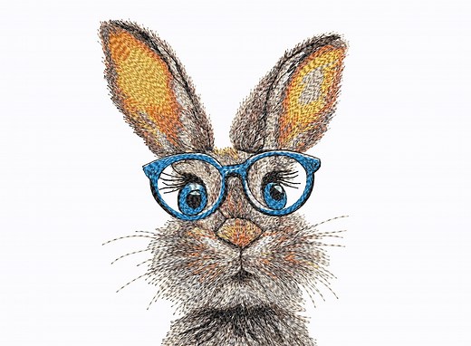 Bunny Machine Embroidery Easter Bunny With Glasses Pattern, 6 Sizes. Easter Machine Embroidery Designs - Etsy