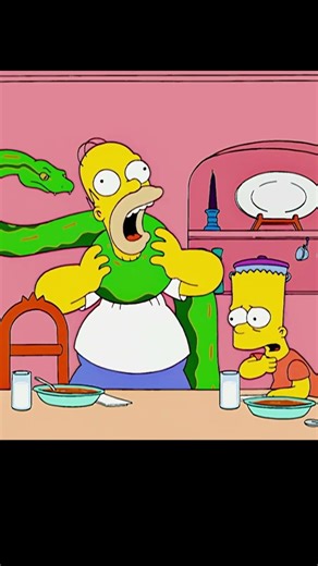 Bart brought the python to the dinner table #anime #animerecap #TheSimpsons
