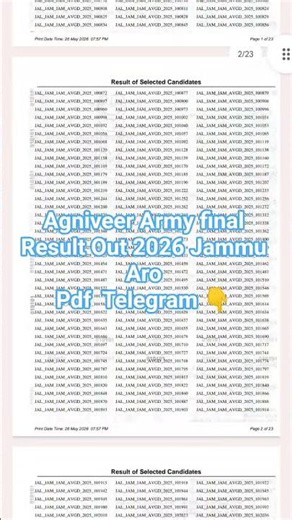 Agniveer Army Final Result 2026 Out 🔥 | ARO Jammu GD Tradesman Result out