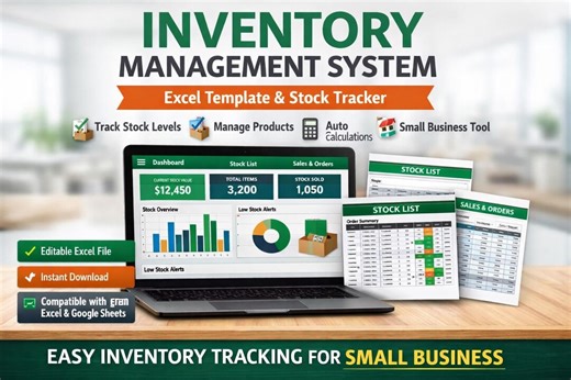 Inventory Management System Excel Template | Stock Tracker Spreadsheet | Small Business Inventory Control - Etsy