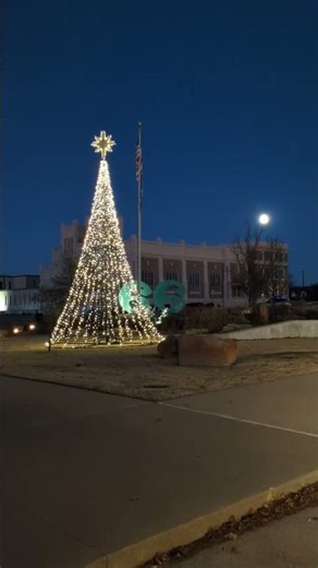 Light Display Of Christmas Tree At Unity Square, Bartlesville, Ok.