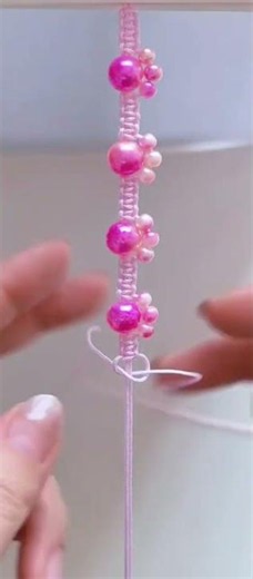 DIY Pink Macrame Cord Bracelet with Lovely Flower Bead Design