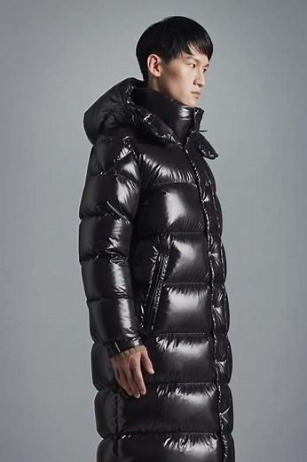 MONCLER Hanoverian Long Down Jacket Hooded Men Shiny Glossy Black