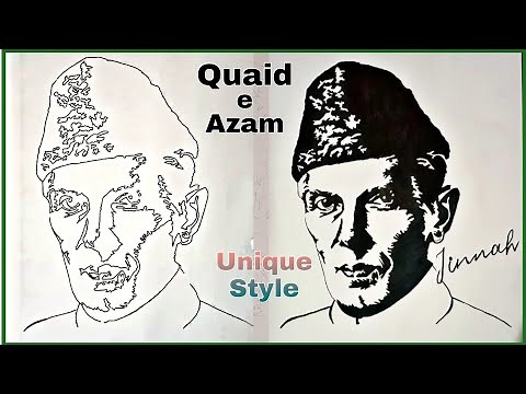How to draw Quaid e Azam Muhammad Ali Jinah Sketch step by step