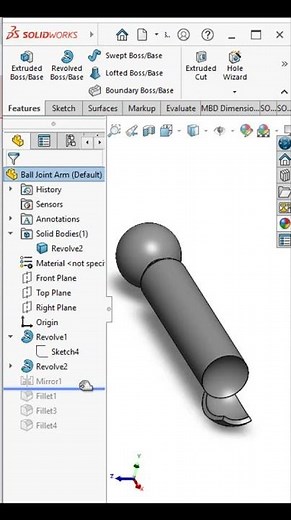 solidworks short model ball joint arm #cad#balljoint #solidworks2025