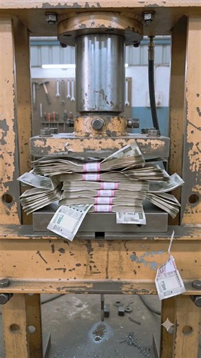 What happens when a powerful Hydraulic Press crushes a bundle of currency notes?