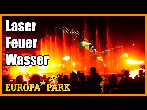 spektakuläre Laser Feuer Wasser Show im Europa-Park | Hellfire Fountains 2019