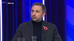 “Whether we call it a humanitarian pause or an aid pause, my humanity won’t let me watch this any longer - it’s sickening” Mustafa Suleyman says it’s time for a ceasefire and believes that “someone has to take the first step” towards de-escalation #bbcqt | BBC Question Time