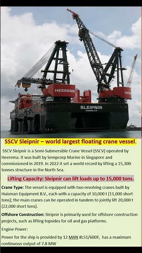 SSCV Sleipnir – World's largest floating crane vessel.