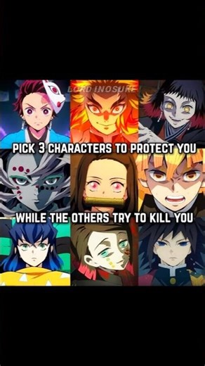 Pick any three characters to protect you #demonslayer #anime #shorts #kny