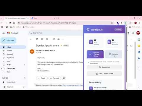 TaskFlow AI: Agentic Email-to-Task Automation | Chrome Plugin Demo