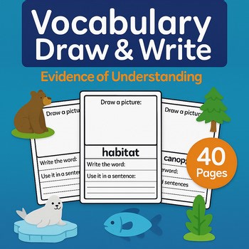 CKLA G1 Domain 8 Vocabulary Draw & Write Sheets | Animals and Their Habitats