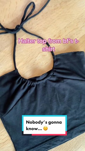 DIY Sewing Tutorial: O Ring Halter Top from BF's T-Shirt
