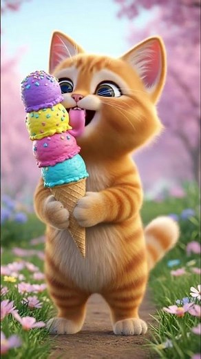 Cute Cat Eating Ice Cream ASMR 🍦🤤 (Wait for the end!)
