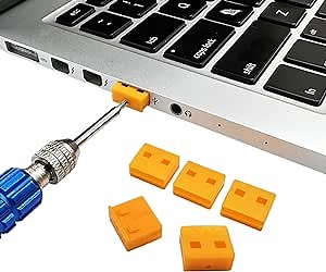 10Pcs USB Port Lock with 1 Keys, Locking USB Port/Dust Blocker, USB Dust Cover Cap Female Port Plugs Protector, Compatible with Computer,TV,Router,USB Devices(Yellow)