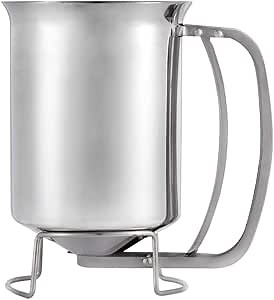 800ml Stainless Steel Pancake Batter Dispenser - Great for Baking,Cupcakes,Muffins-Cooking Crepes,Waffles- Easyflow Spout -Measuring Gauge in Mls and cups