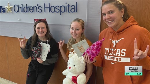 UT rowing team drops off Valentine's gifts at hospital