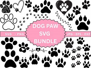 Paw Print Svg,heart Paw Svg Bundle,dog Paw Svg,animal Paw Svg,dog Paw Transparent,dog Paw Vector,dog Paw Cut File for Cricut - Etsy