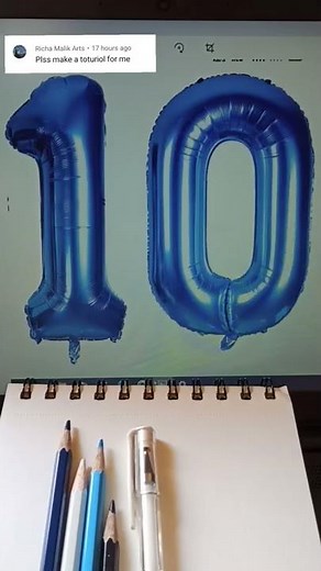 HOW TO DRAW '10' FOIL BALLOON || TUTORIAL || PART - 1