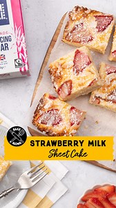 Now, THIS is a sheet we wouldn't mind tucking into... Yes, it's a Strawberry Sheet Cake - everyone's sweetest dream come true! See the recipe here: https://www.wearetateandlylesugars.com/recipe/strawberry-sheet-cake-recipe | We Love Baking