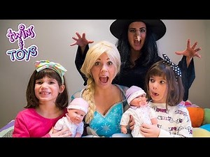 FROZEN ELSA saves princess babies from the Wicked Witch!