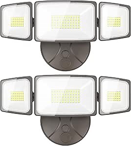 Onforu 2 Pack 75W Flood Lights Outdoor, 7000LM LED Floodlights Switch Controlled, IP65 Waterproof Exterior Lighting Fixture with 3 Adjustable Heads, 6500K Security Light for Eave Garage Yard