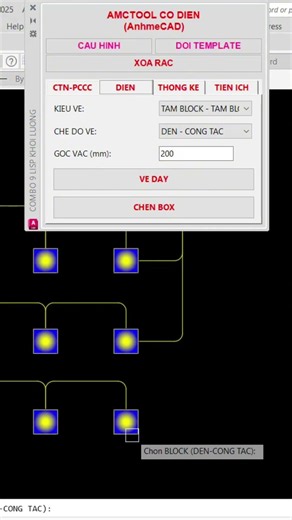 Tool vẽ shop hệ thống đèn theo lộ và bóc khối lượng trong Cad