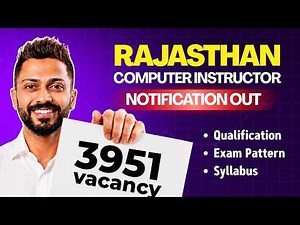 Rajasthan Computer Instructor Notification 2026 | Eligibility, Exam Pattern, Syllabus