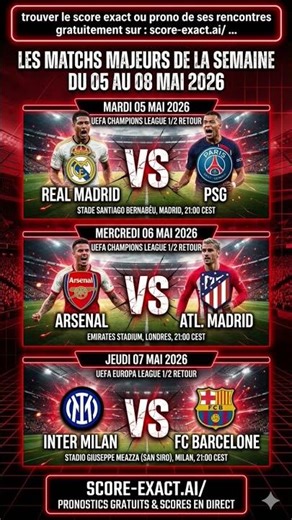Les matchs majeurs de la semaine 👇
