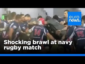 Britain vs France navy rugby match descends into brawl | euronews 🇬🇧