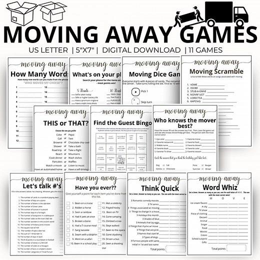 Going Away Party Games - Farewell Party Bundle, Moving Party Printable Games, Bon Voyage, Relocation Gift, 11 Fun Games for Adults and Kids - Etsy