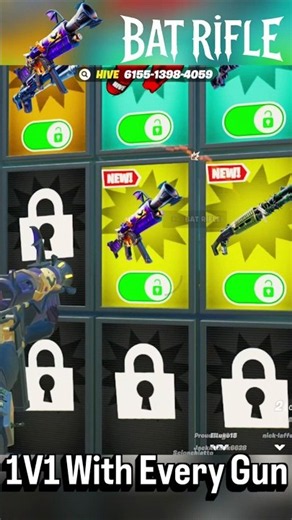 BAT RIFLE Showcase - 1V1 With Every Gun #fortnite #secret #1v1