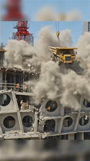 Building Collapse After Lifting a Heavy Dump Truck 😱