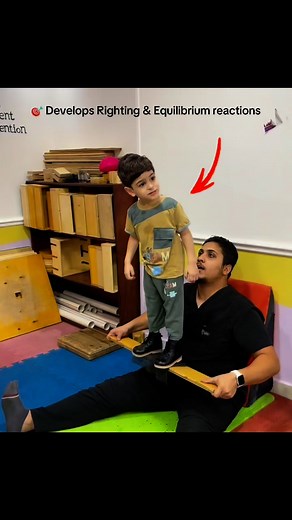 🎯 Develops Righting & Equilibrium reactions 🔥Isometric & Eccentric activation for Soleus ms as a stabilizer ⚠️ Note: Avoid using high-speed or high-rhythm movements to prevent excessive vestibular input, which may increase involuntary movements. | Dr Mohamed Ahmed Kamal - د. محمد أحمد كمال